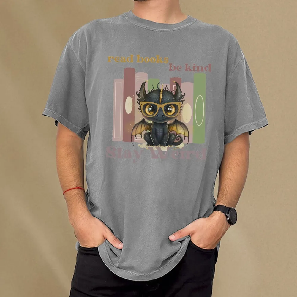 Pagewings Read Books Be Kind Stay Weird Unisex Washed T-shirt