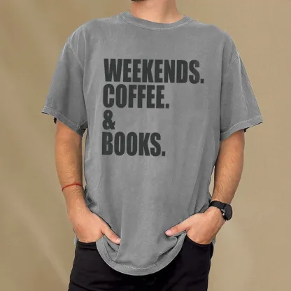 Pagewings Weekends Coffee And Books Unisex Washed T-shirt