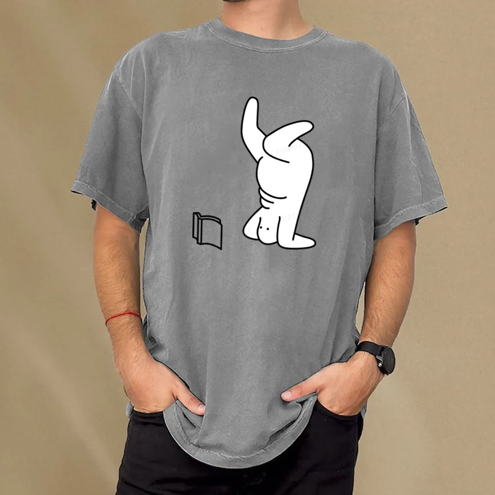 Pagewings Reading Book Upside-Down Unisex Washed T-shirt