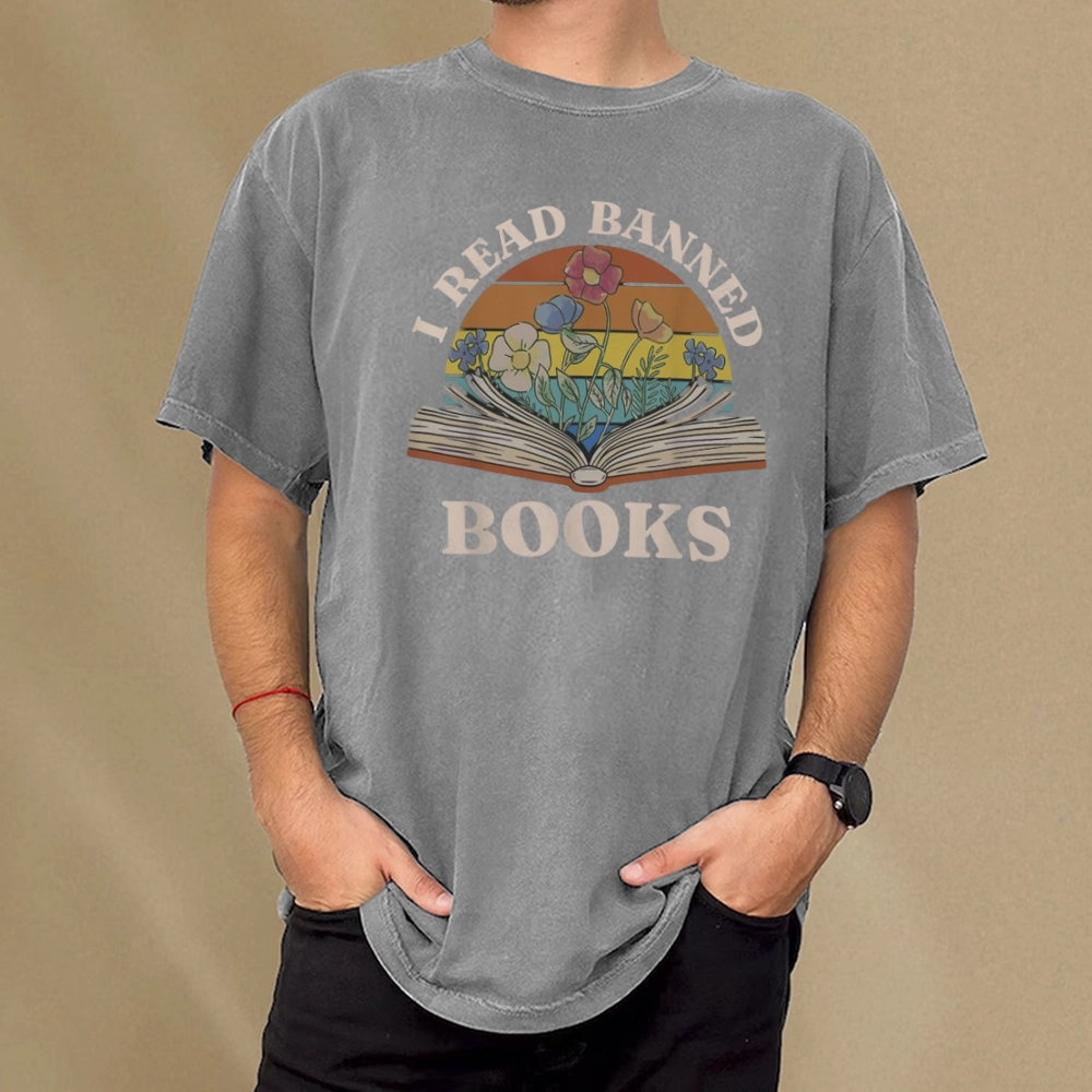 Pagewings I Read Banned Books Unisex Washed T-shirt