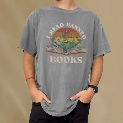 Pagewings I Read Banned Books Unisex Washed T-shirt