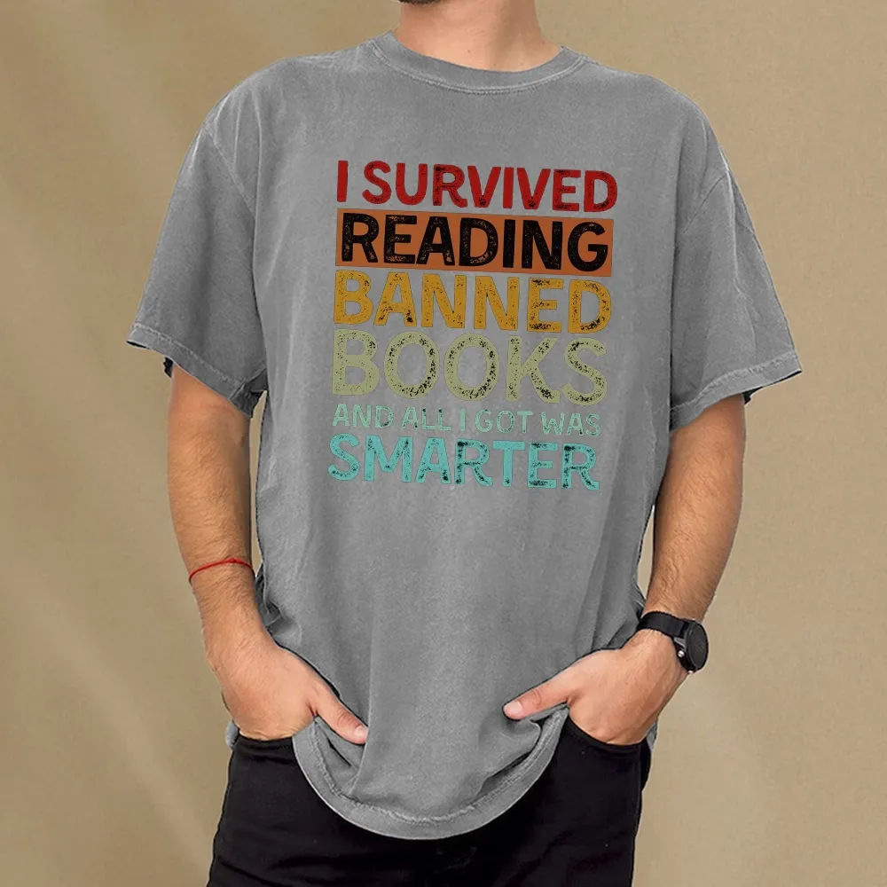 Pagewings I Survived Reading Banned Books And All I Got Was Smarter Unisex Washed T-shirt