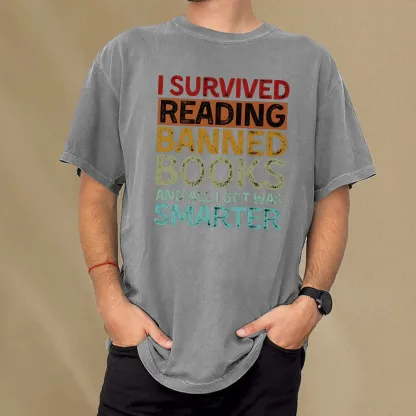 Pagewings I Survived Reading Banned Books And All I Got Was Smarter Unisex Washed T-shirt