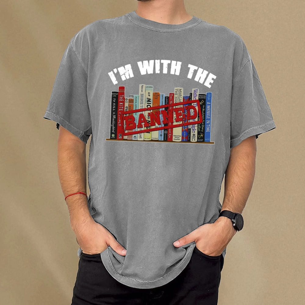 Pagewings I'm With The Banned Funny Book Unisex Washed T-shirt