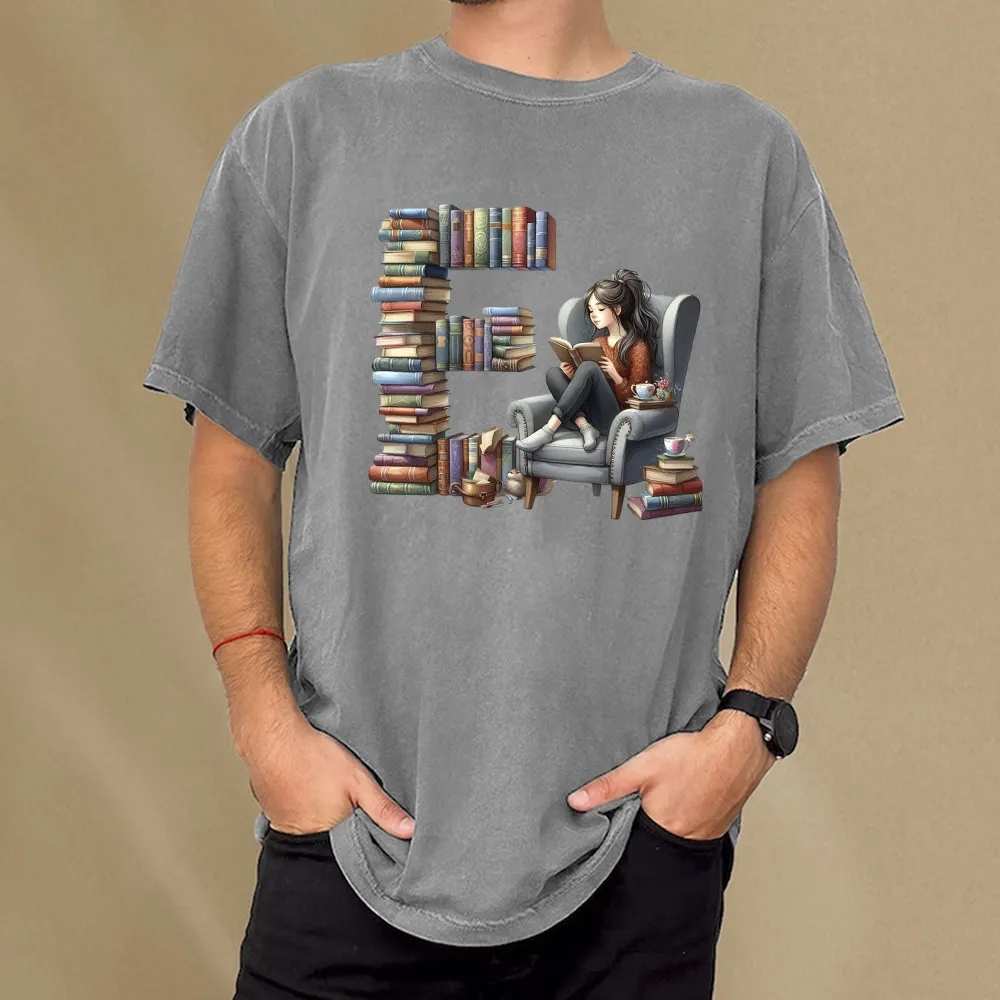 Pagewings Book Letter E Unisex Washed T-shirt