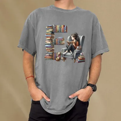 Pagewings Book Letter E Unisex Washed T-shirt