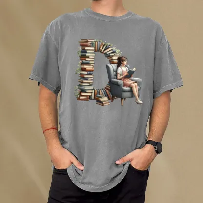 Pagewings Book Letter D Unisex Washed T-shirt