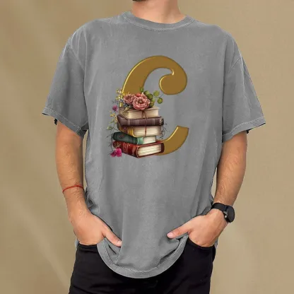 Pagewings Book Letter C Unisex Washed T-shirt