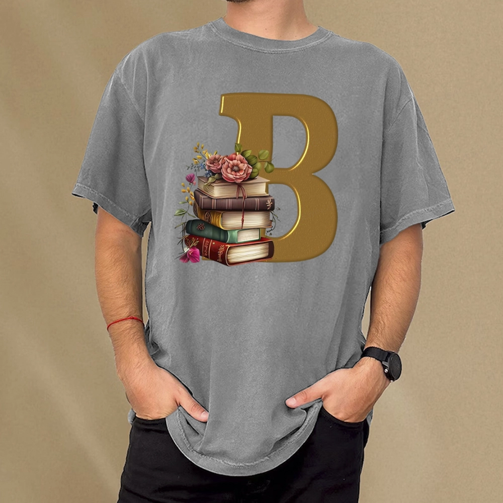 Pagewings Book Letter B Unisex Washed T-shirt