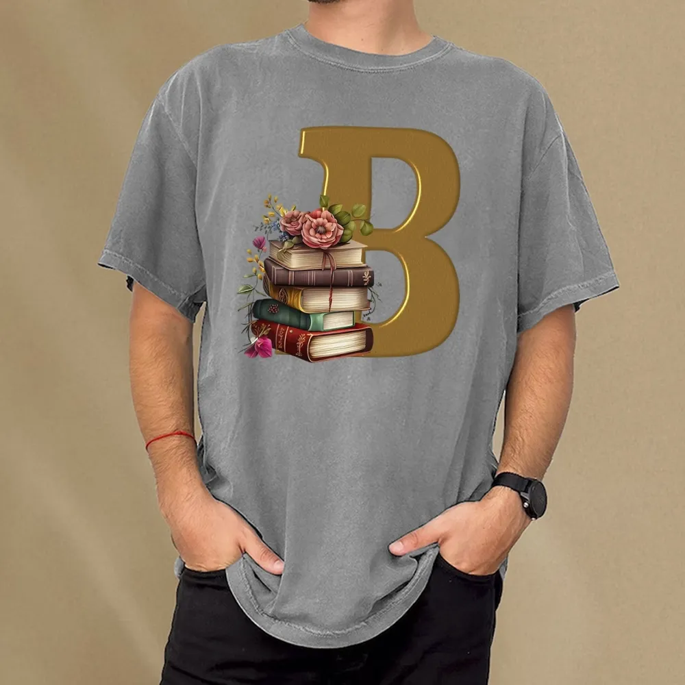 Pagewings Book Letter B Unisex Washed T-shirt