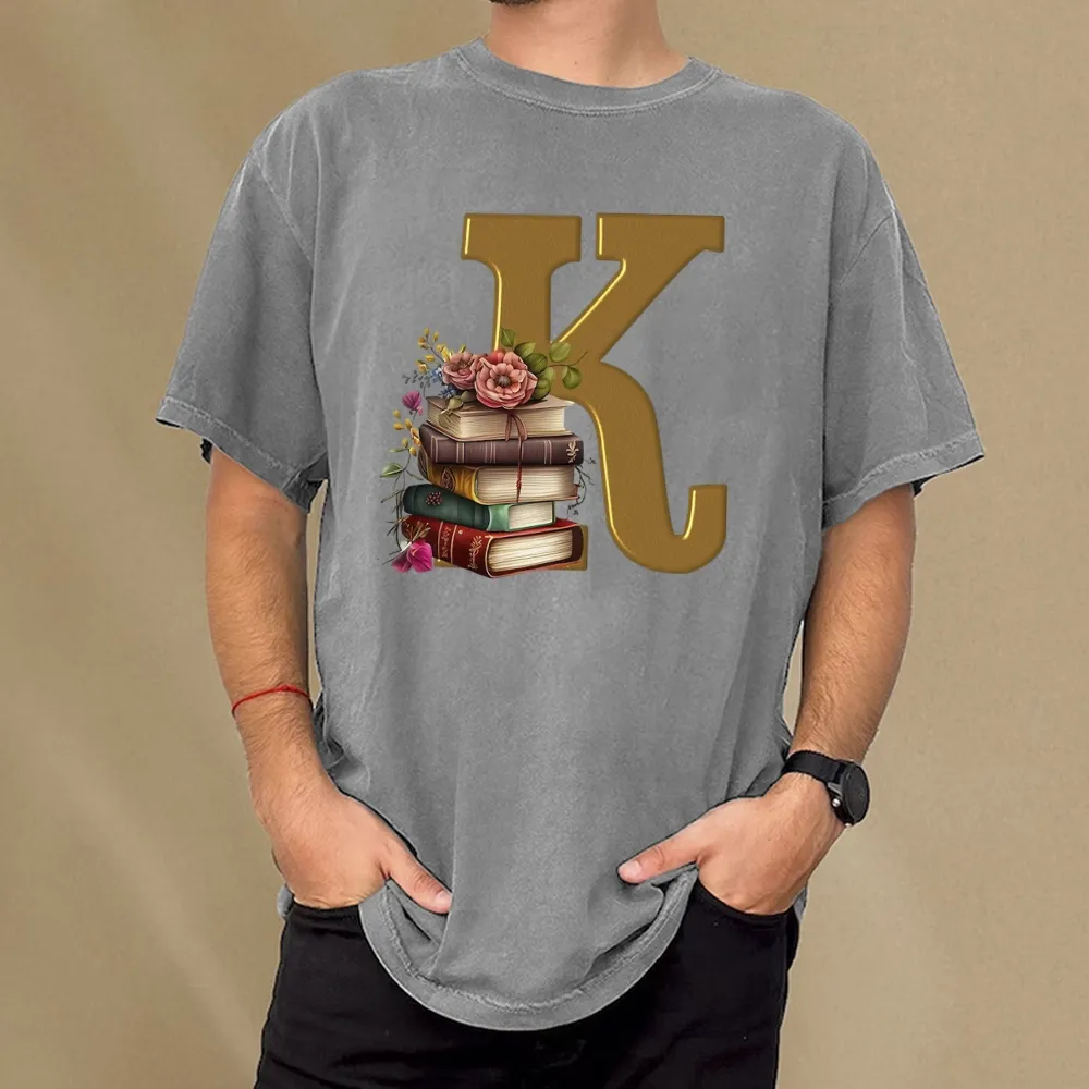 Pagewings Book Letter K Unisex Washed T-shirt