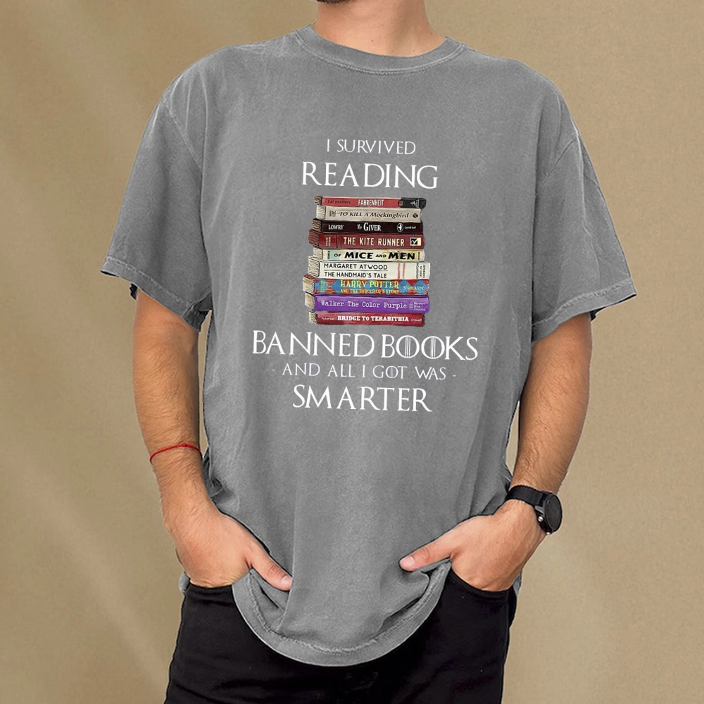 Pagewings I Survived Reading Banned Books Unisex Washed T-shirt