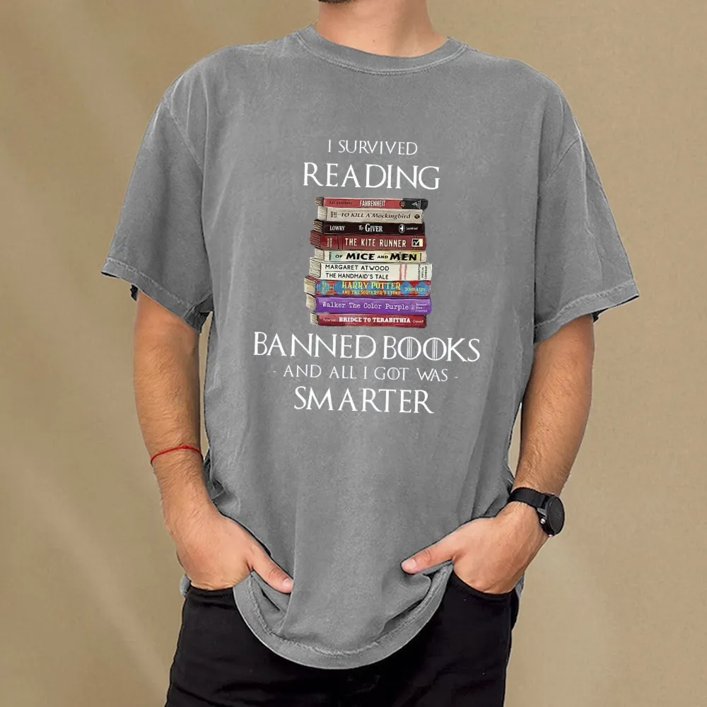Pagewings I Survived Reading Banned Books Unisex Washed T-shirt