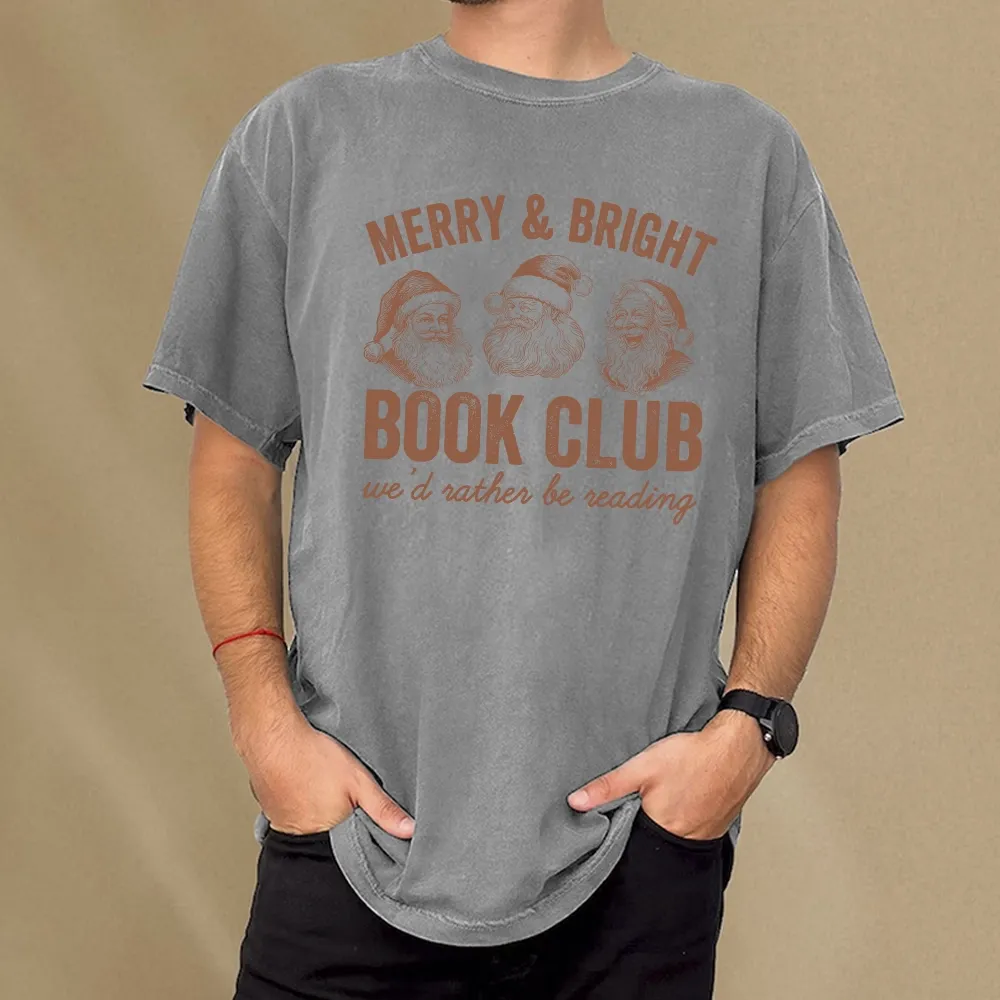 Pagewings Christmas Book Club Unisex Washed T-shirt