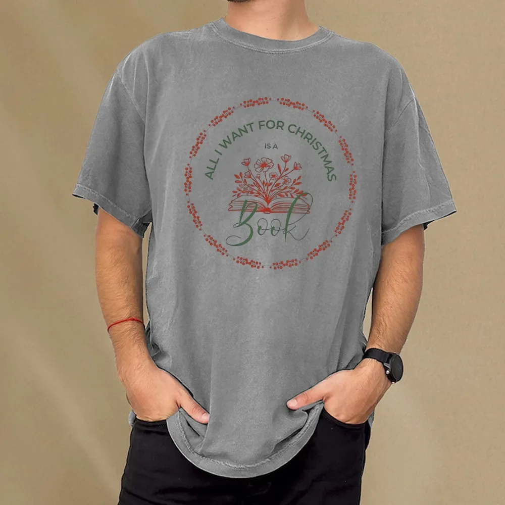 Pagewings Book Lover Christmas Unisex Washed T-shirt