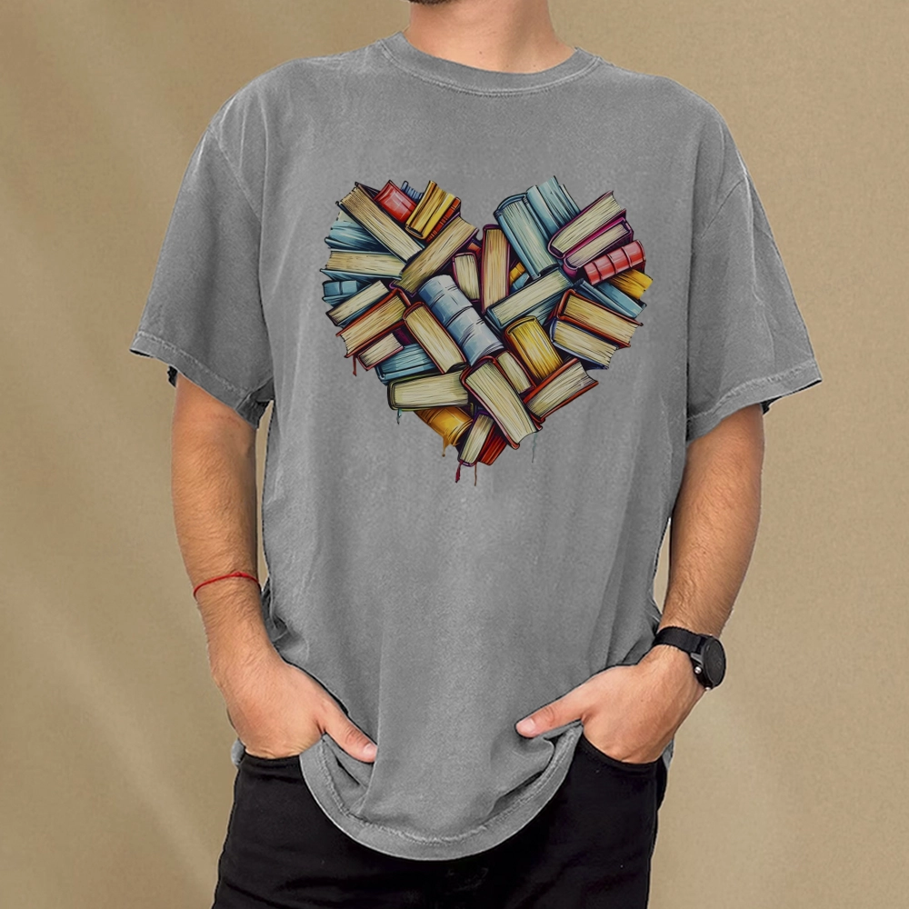 Pagewings Book Heart Unisex Washed T-shirt