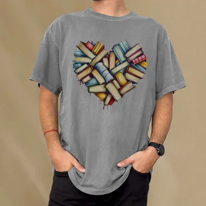 Pagewings Book Heart Unisex Washed T-shirt