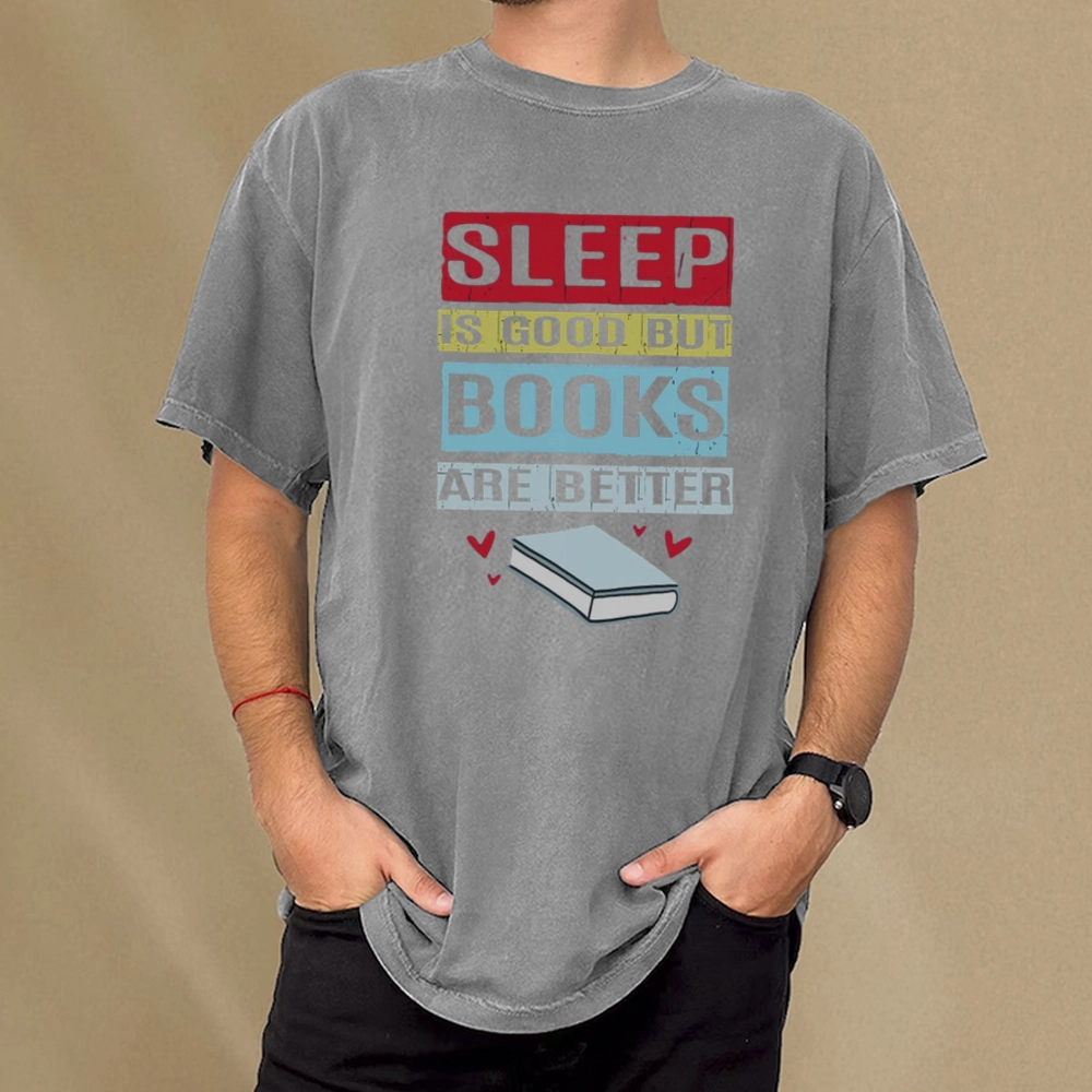 Pagewings Sleep Is Good But Books Are Better Unisex Washed T-shirt