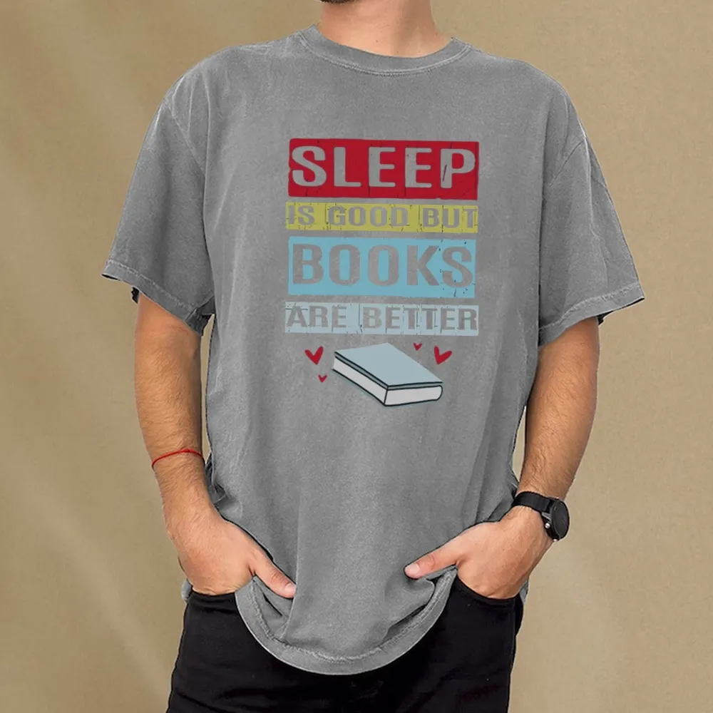 Pagewings Sleep Is Good But Books Are Better Unisex Washed T-shirt
