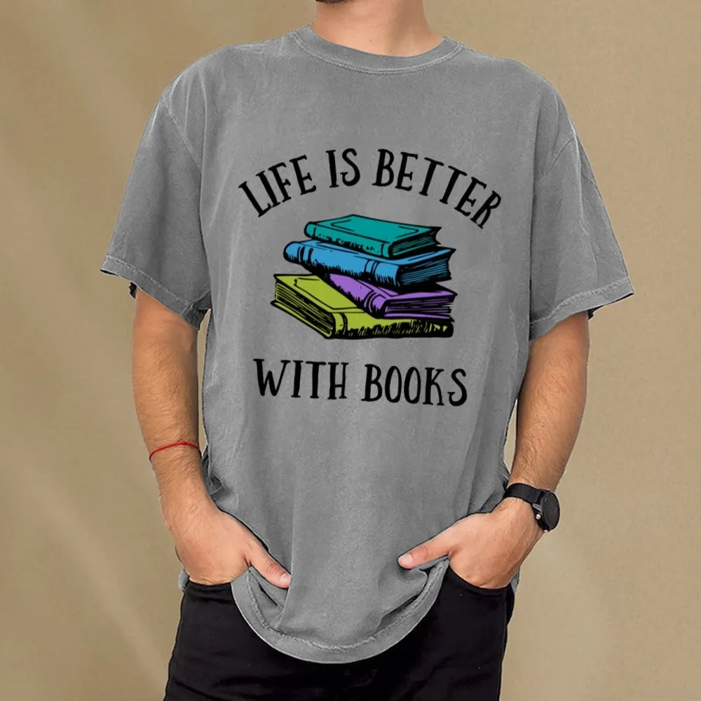 Pagewings Life's Better With Books Unisex Washed T-shirt