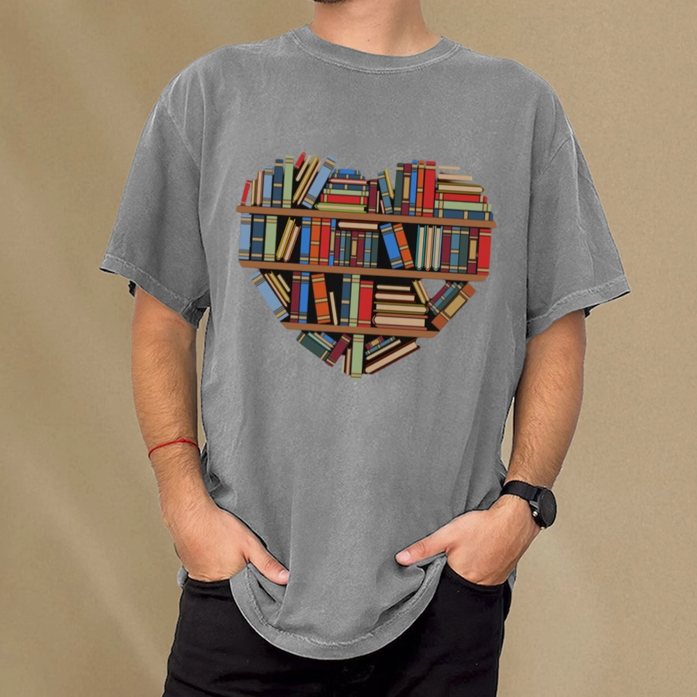 Pagewings Hearty Library Books Unisex Washed T-shirt