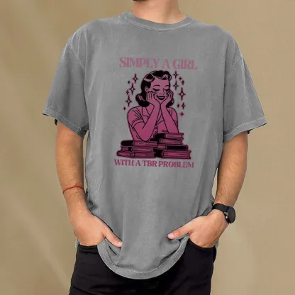 Pagewings Simply A Girl With A Tbr Problem Book Unisex Washed T-shirt