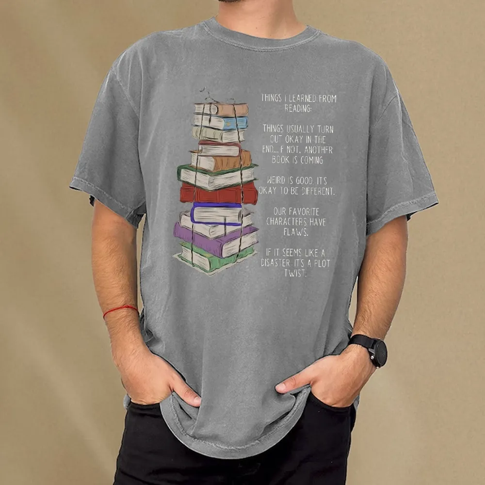 Pagewings Things I Learned From Reading Unisex Washed T-shirt