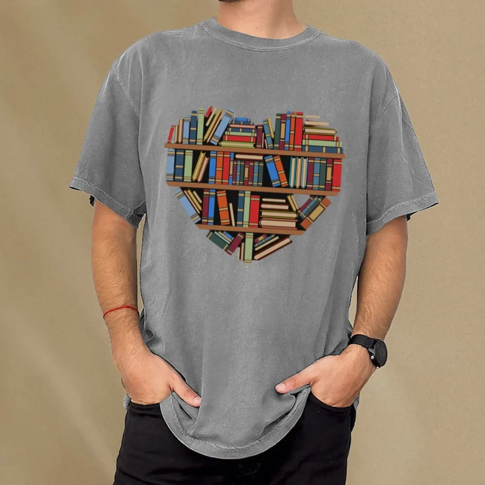 Pagewings Hearty Library Books Unisex Washed T-shirt