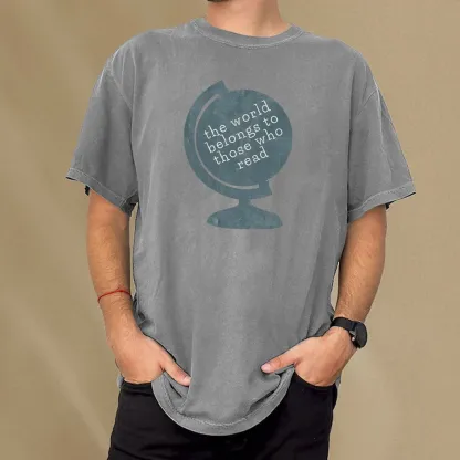 Pagewings The World Belongs To Those Who Read Unisex Washed T-shirt