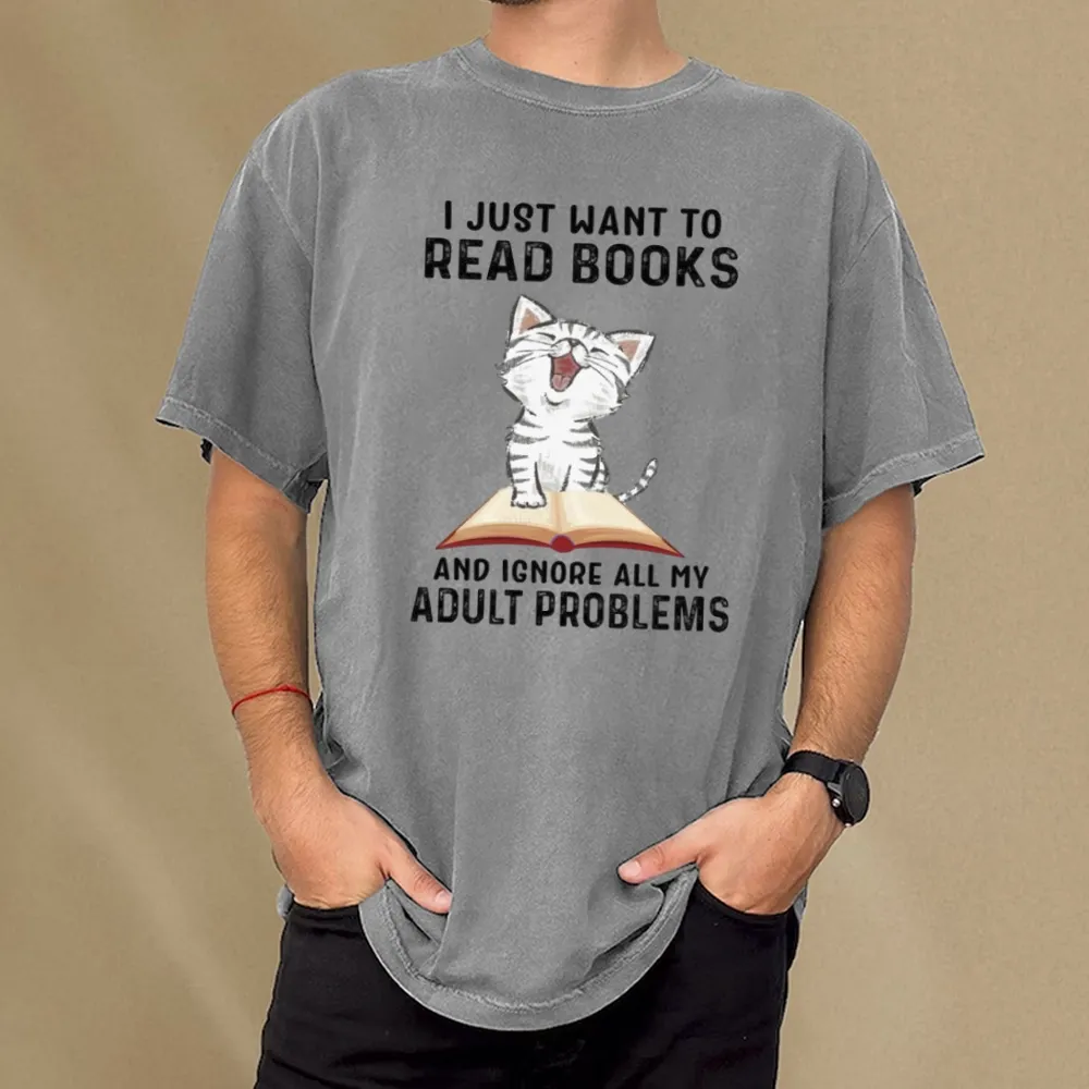 Pagewings I Just Want To Read Books And Ignore All My Adult Problems Unisex Washed T-shirt