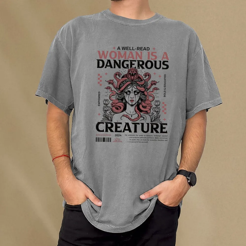 Pagewings A Well-Read Woman is A Dangerous Creature Unisex Washed T-shirt