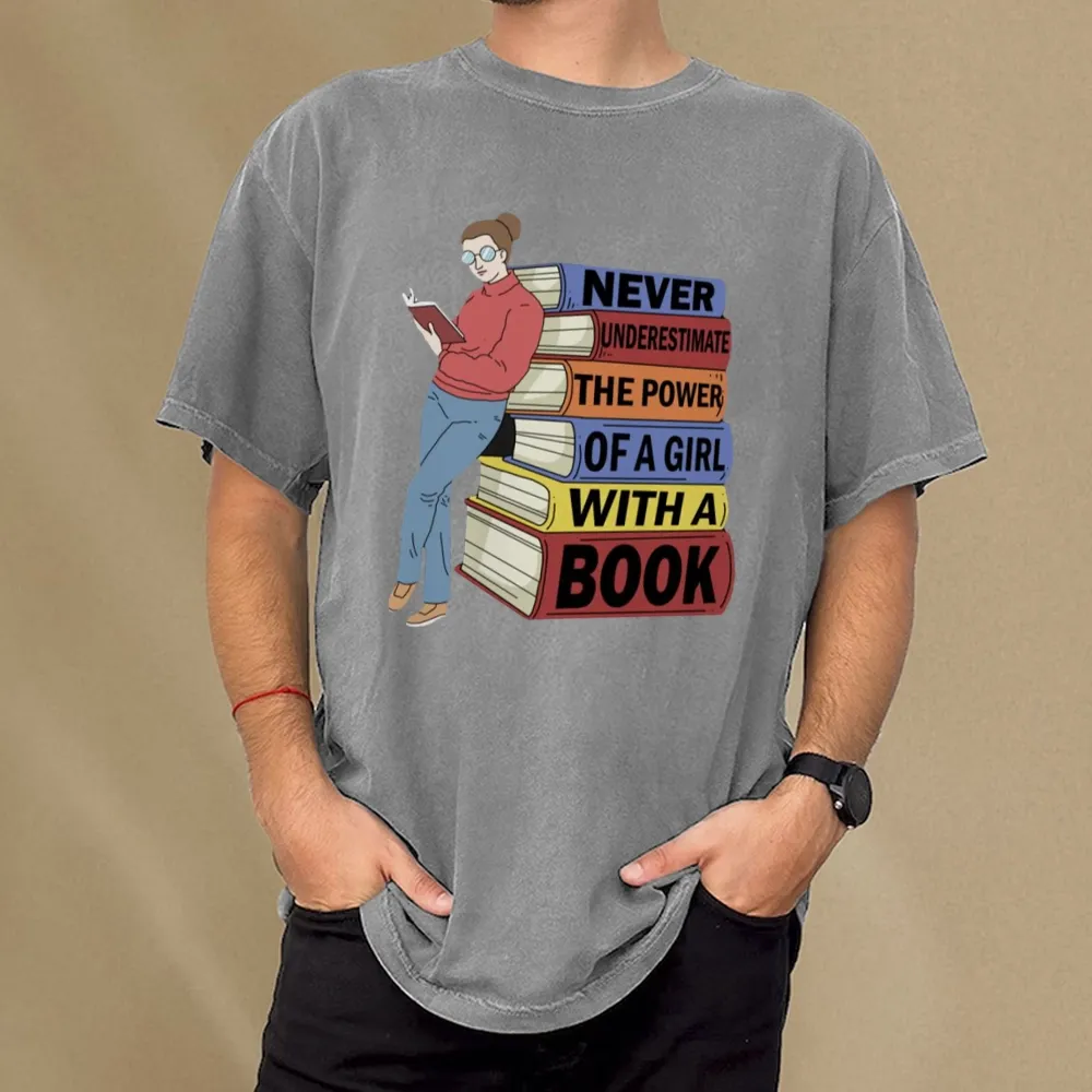 Pagewings Power Of A Girl With A Book Unisex Washed T-shirt