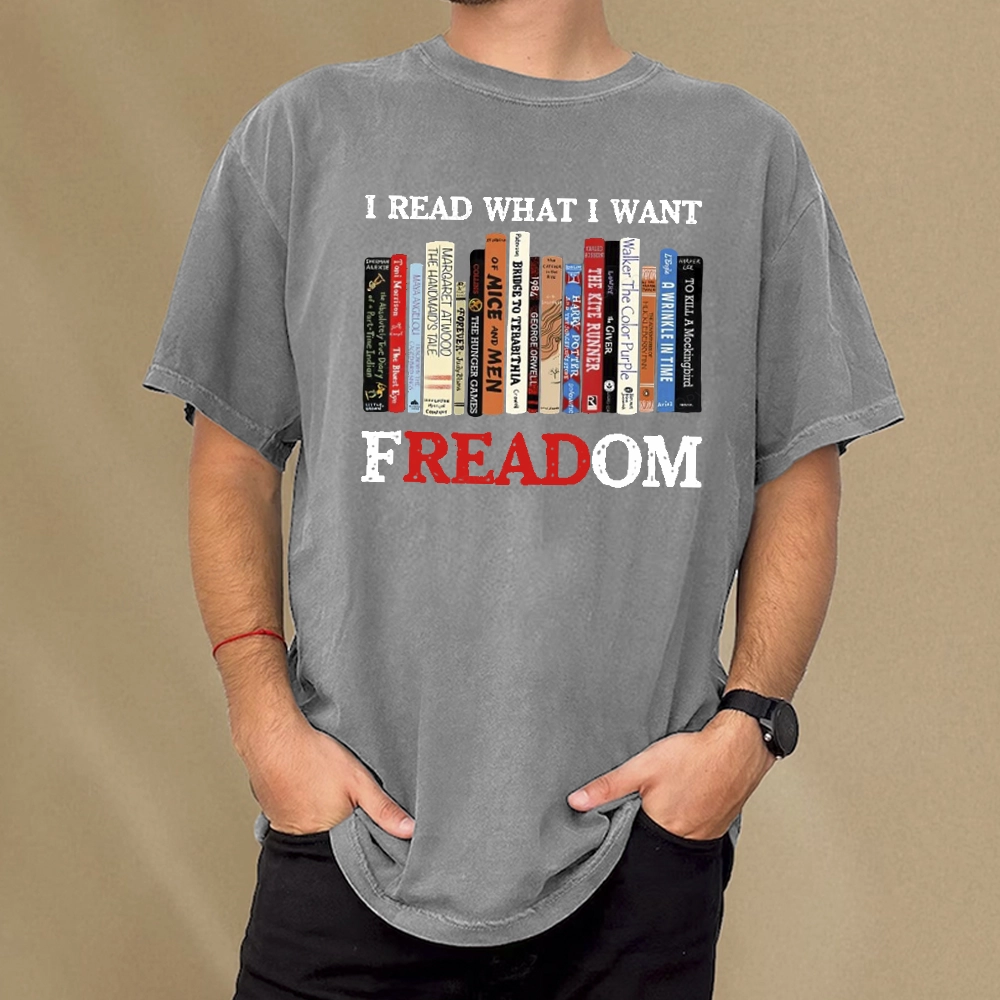Pagewings I Read What I Want Banned Books Unisex Washed T-shirt