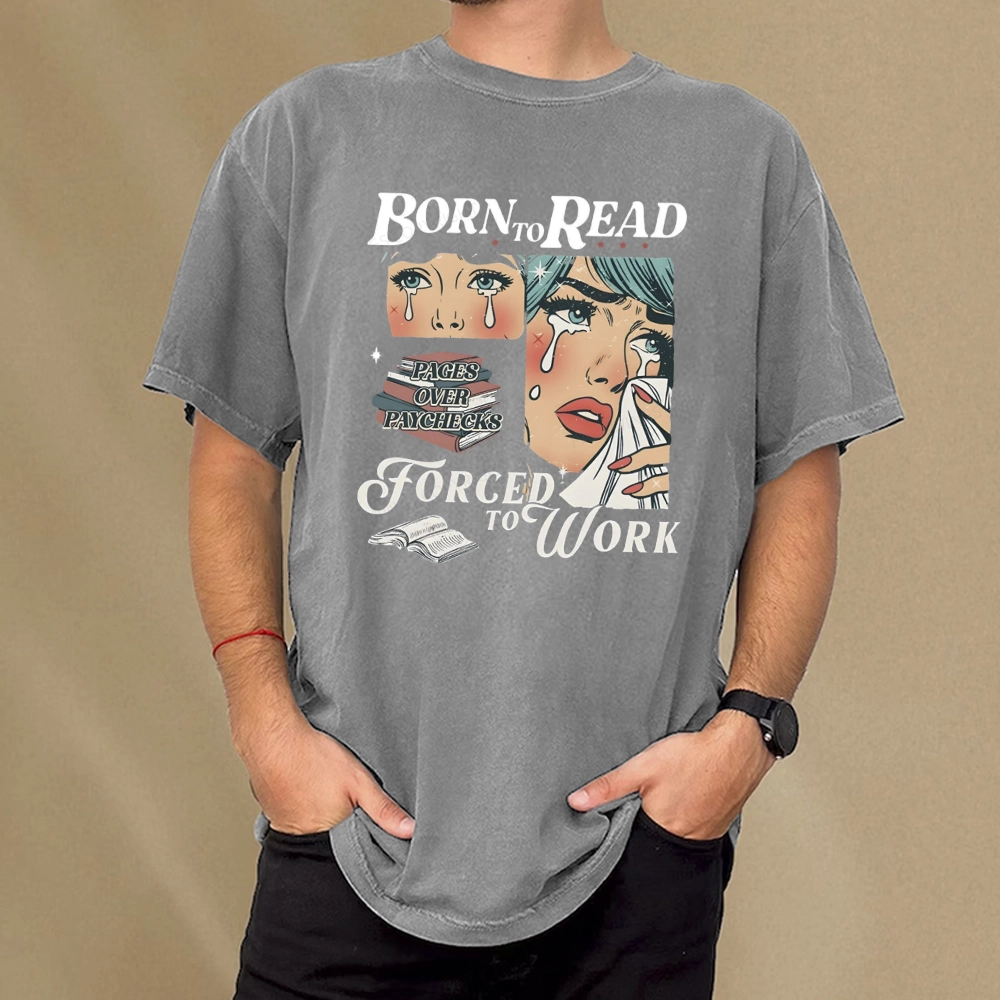 Pagewings Born To Read Bookish Unisex Washed T-shirt