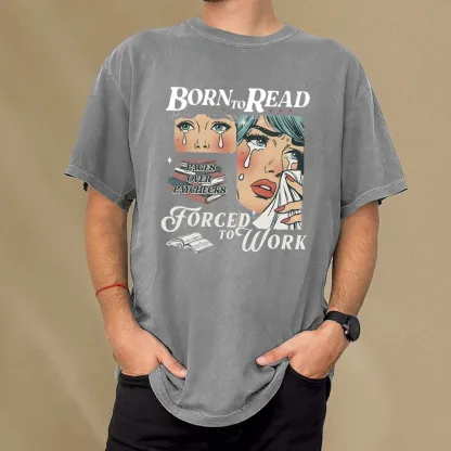Pagewings Born To Read Bookish Unisex Washed T-shirt