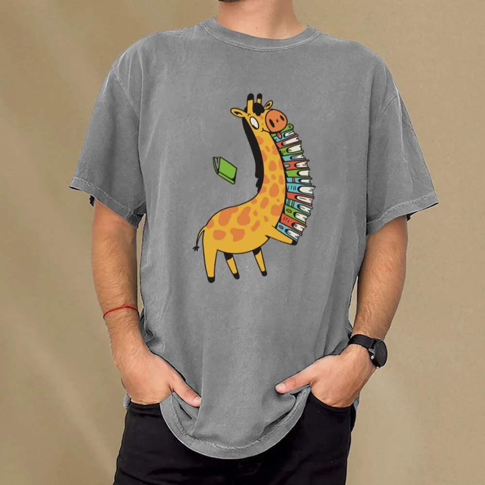 Pagewings Book Giraff Unisex Washed T-shirt