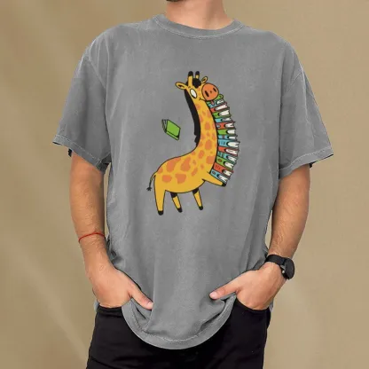 Pagewings Book Giraff Unisex Washed T-shirt