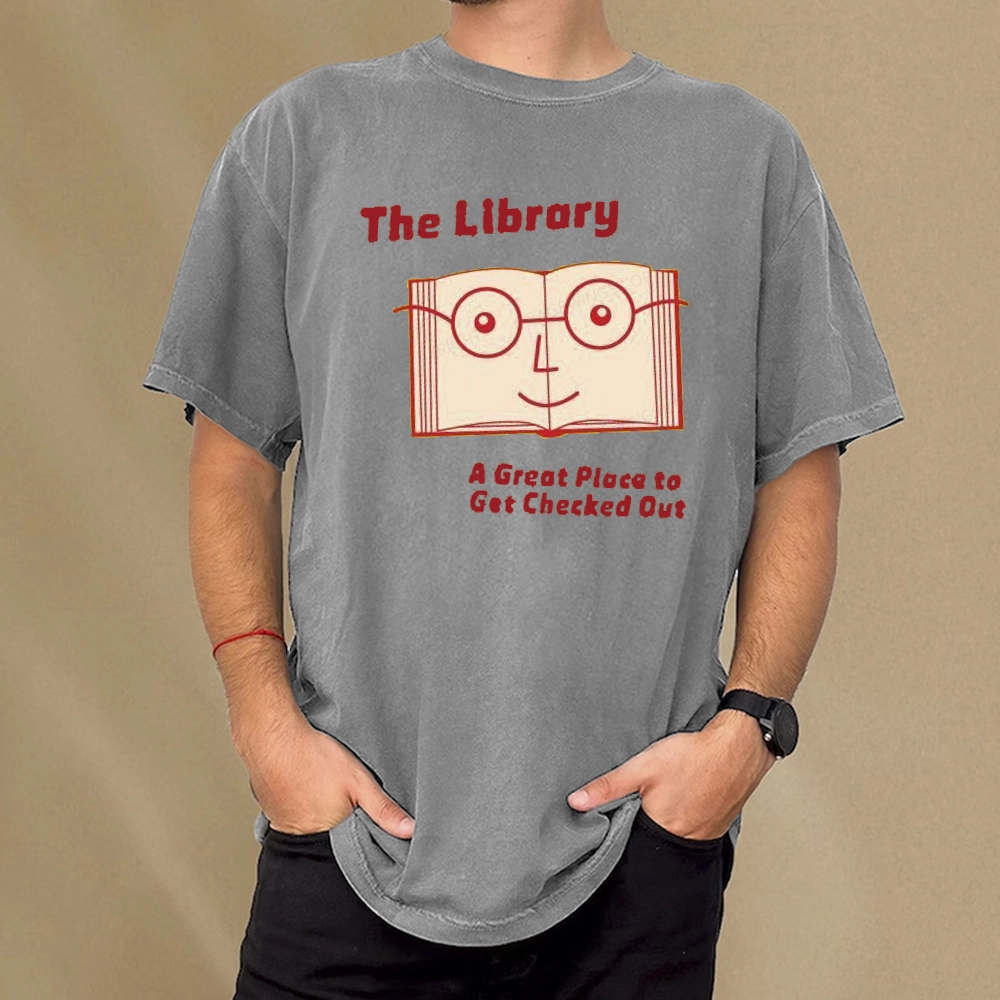 Pagewings The Library The Great Place To Get Checked Out Unisex Washed T-shirt