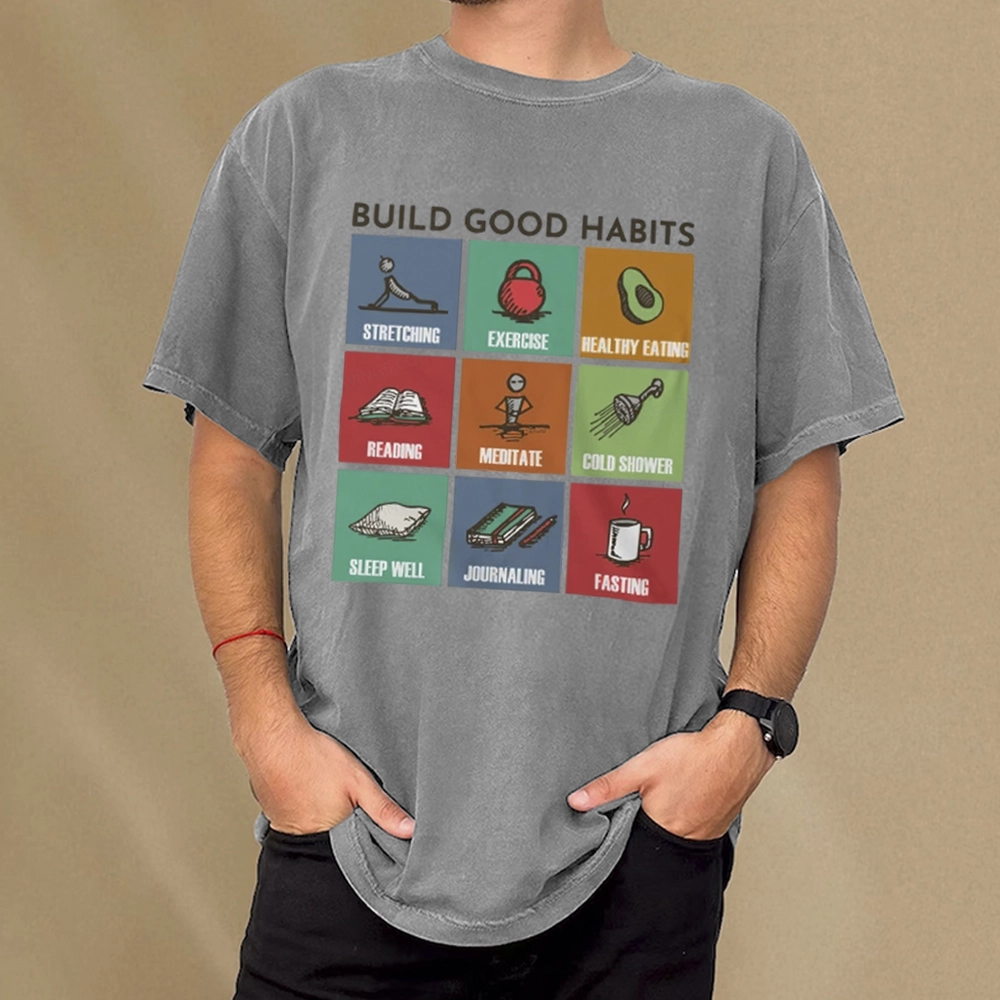 Pagewings Build Good Habits Unisex Washed T-shirt