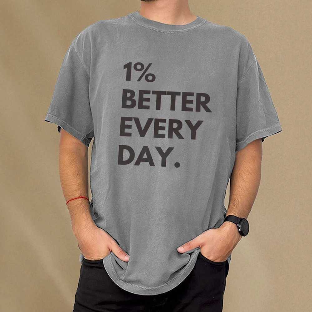 Pagewings Motivational 1% Better Everyday Unisex Washed T-shirt