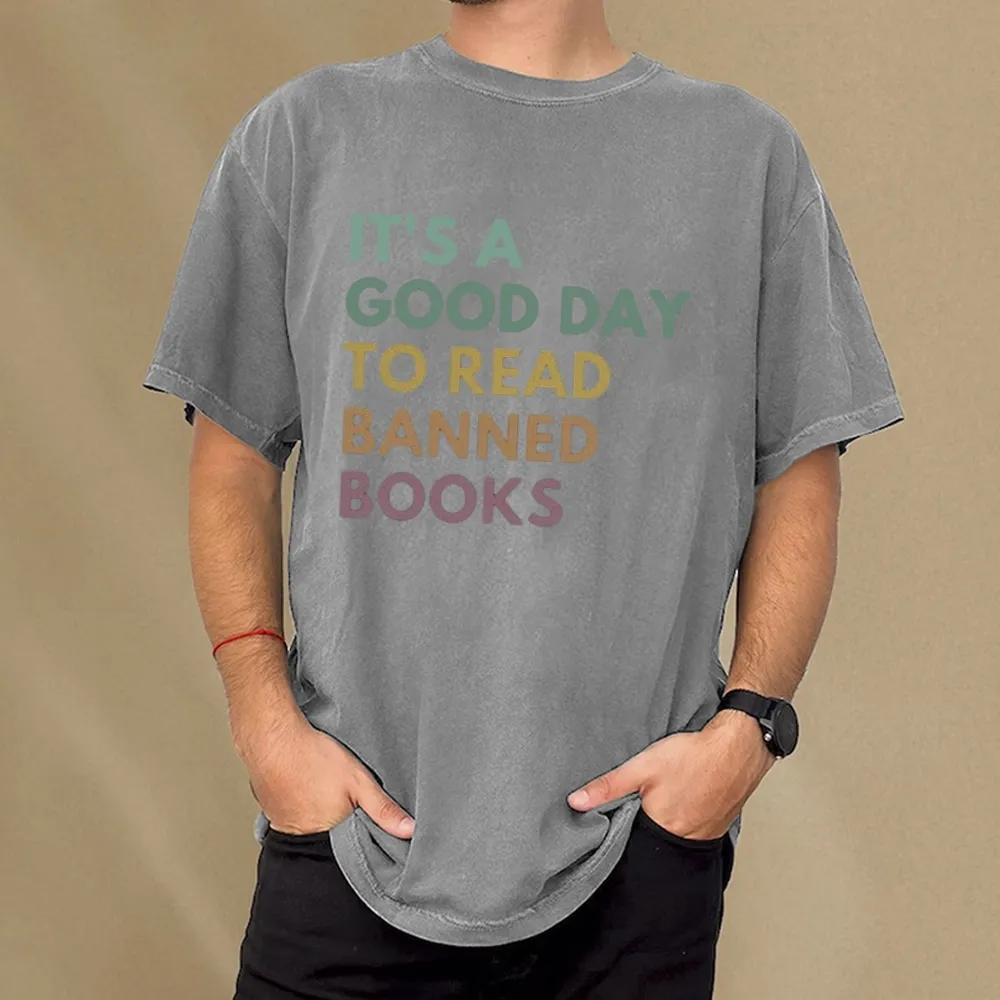 Pagewings It's A Good Day To Read Banned Books Unisex Washed T-shirt