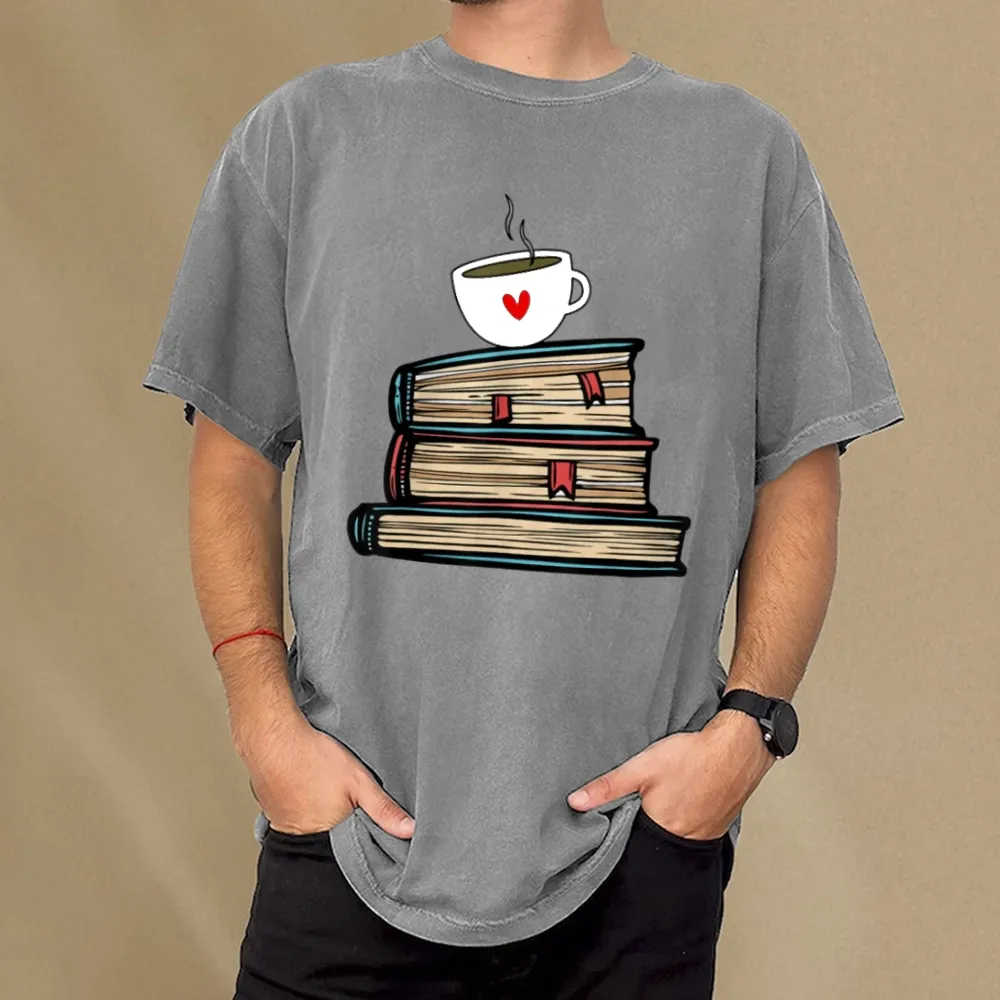 Pagewings Tea Cup Book Lovers Unisex Washed T-shirt