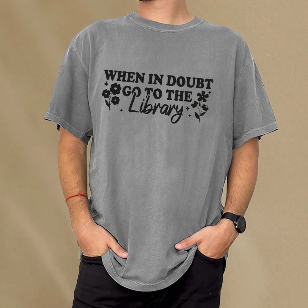 Pagewings When In Doubt Go To The Library Unisex Washed T-shirt