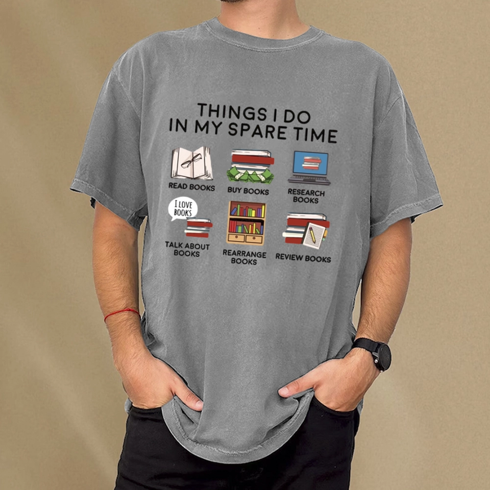 Pagewings Books Reading In My Spare Time Unisex Washed T-shirt