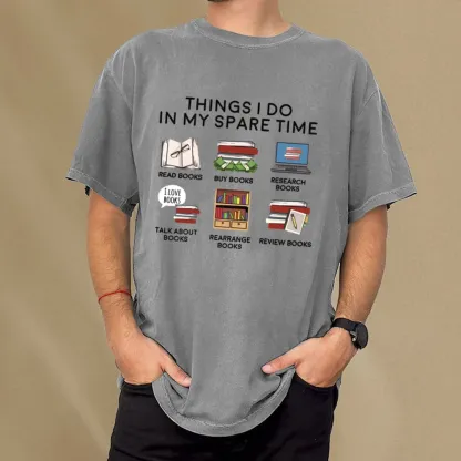Pagewings Books Reading In My Spare Time Unisex Washed T-shirt