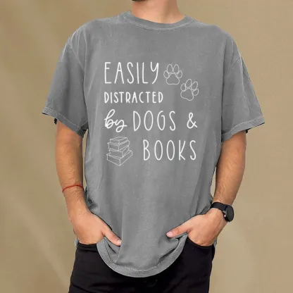 Pagewings Dogs And Books Unisex Unisex Washed T-shirt