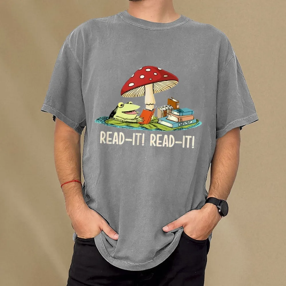Pagewings Mushroom Read it Book Unisex Washed T-shirt