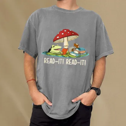 Pagewings Mushroom Read it Book Unisex Washed T-shirt