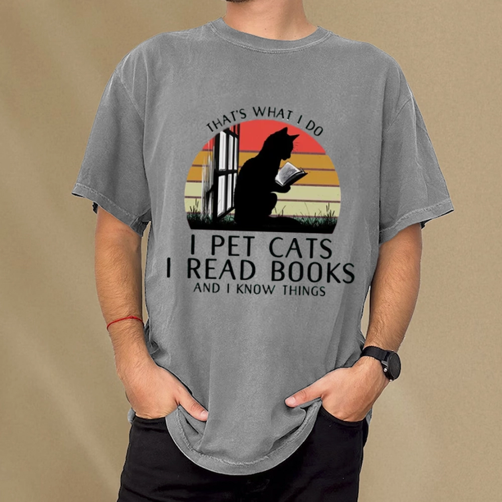 Pagewings Cat And BookUnisex Washed T-shirt