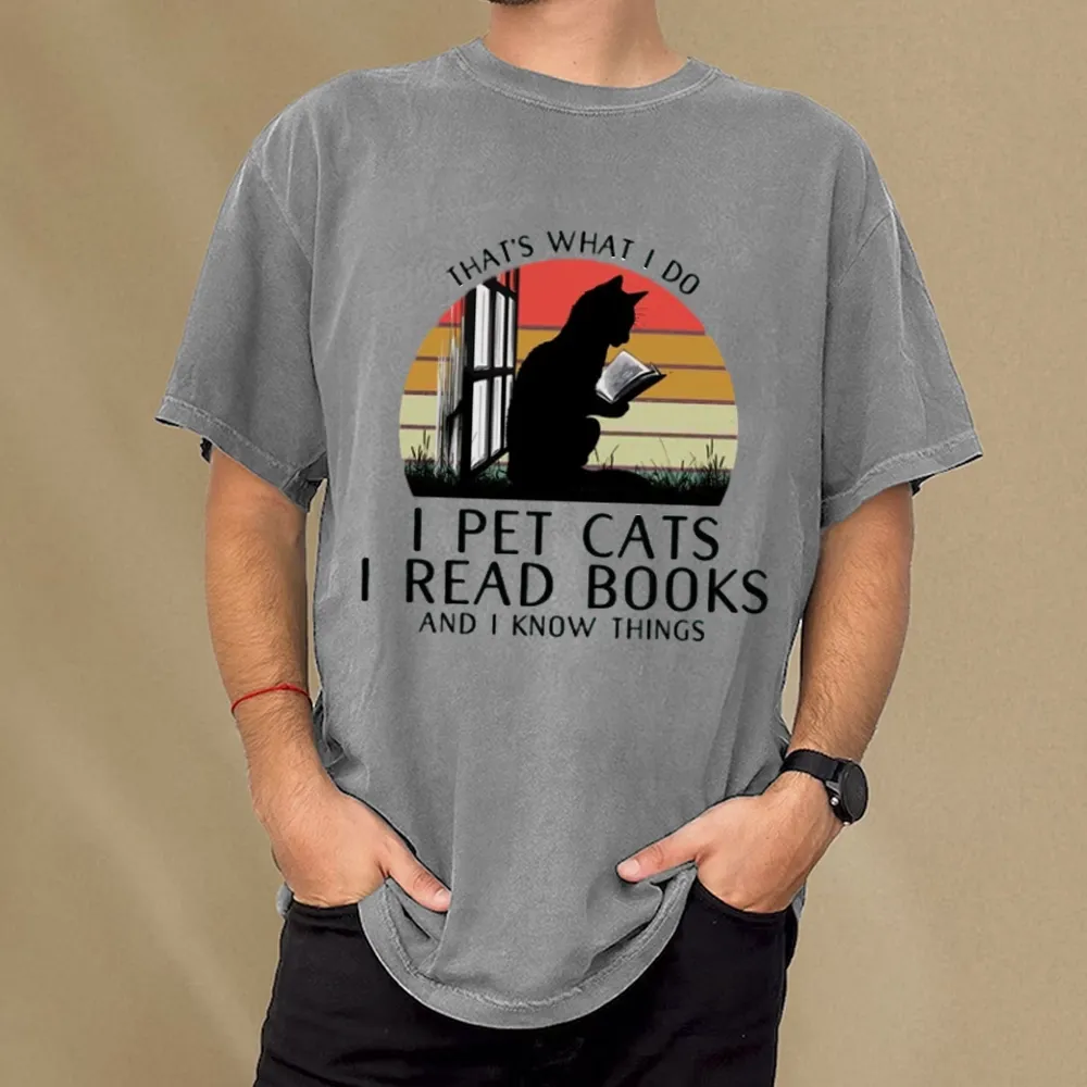 Pagewings Cat And BookUnisex Washed T-shirt